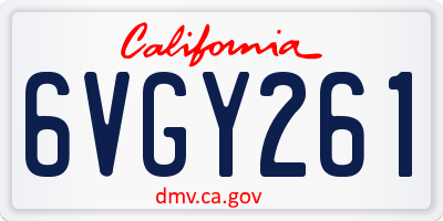 CA license plate 6VGY261