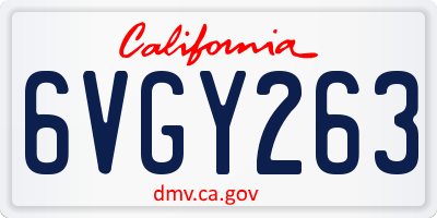 CA license plate 6VGY263