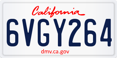CA license plate 6VGY264