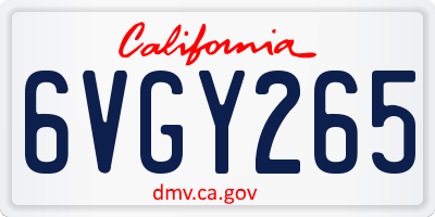 CA license plate 6VGY265