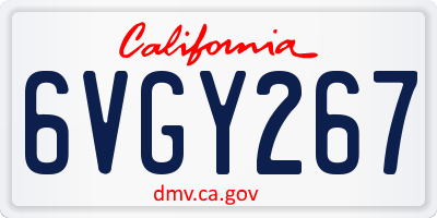 CA license plate 6VGY267