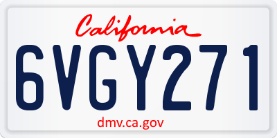 CA license plate 6VGY271