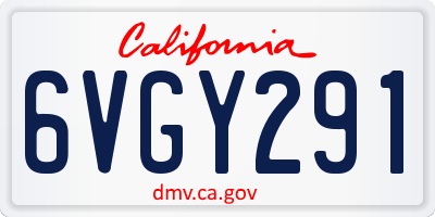 CA license plate 6VGY291