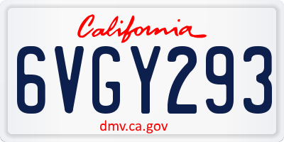 CA license plate 6VGY293