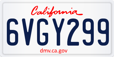 CA license plate 6VGY299