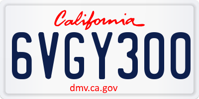 CA license plate 6VGY300