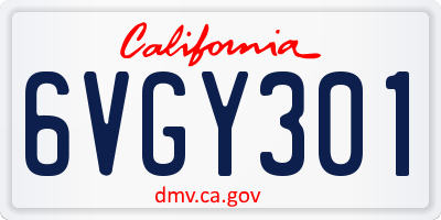CA license plate 6VGY301
