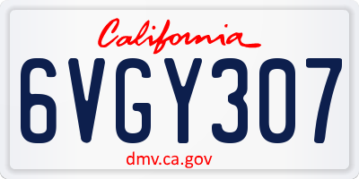 CA license plate 6VGY307