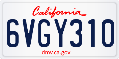 CA license plate 6VGY310