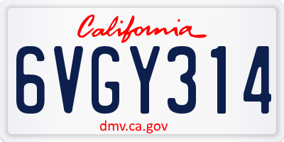 CA license plate 6VGY314