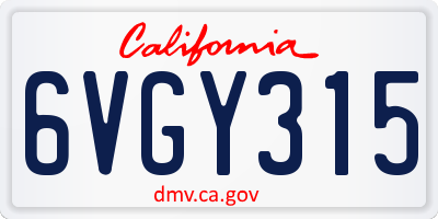 CA license plate 6VGY315