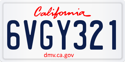 CA license plate 6VGY321