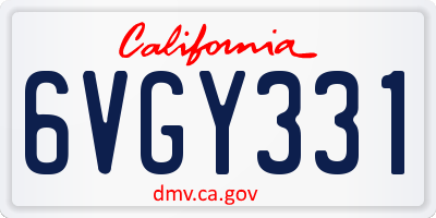 CA license plate 6VGY331