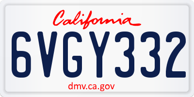 CA license plate 6VGY332