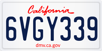 CA license plate 6VGY339