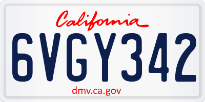 CA license plate 6VGY342