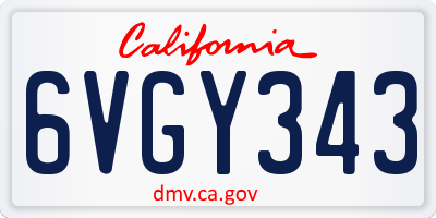 CA license plate 6VGY343