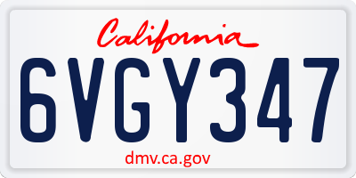 CA license plate 6VGY347