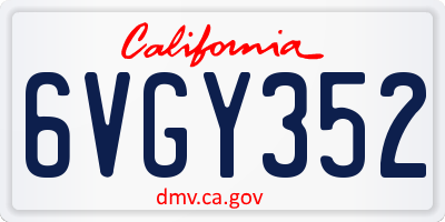 CA license plate 6VGY352