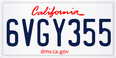 CA license plate 6VGY355