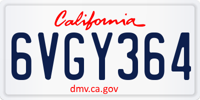 CA license plate 6VGY364