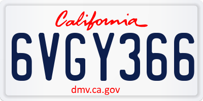 CA license plate 6VGY366