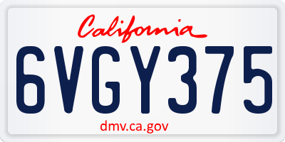 CA license plate 6VGY375