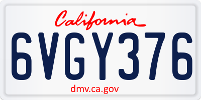 CA license plate 6VGY376