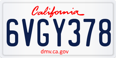 CA license plate 6VGY378