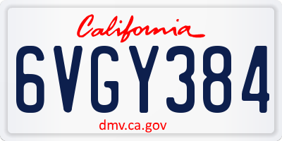 CA license plate 6VGY384