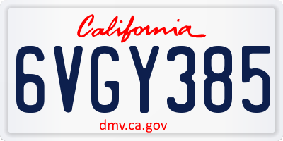 CA license plate 6VGY385