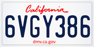 CA license plate 6VGY386