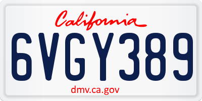 CA license plate 6VGY389