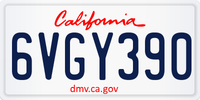 CA license plate 6VGY390