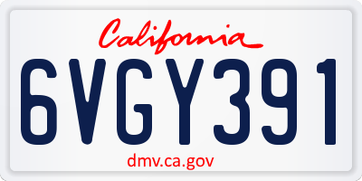 CA license plate 6VGY391