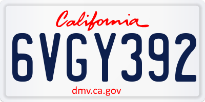 CA license plate 6VGY392