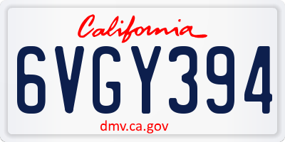 CA license plate 6VGY394