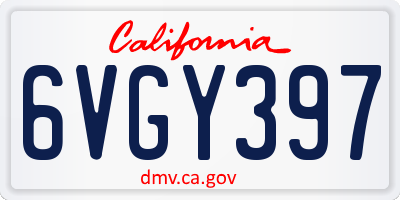 CA license plate 6VGY397