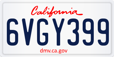 CA license plate 6VGY399