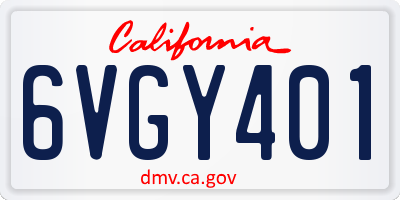 CA license plate 6VGY401