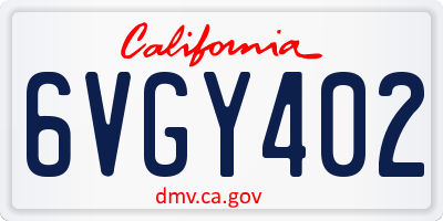 CA license plate 6VGY402