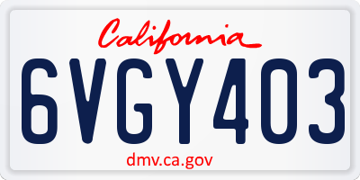 CA license plate 6VGY403