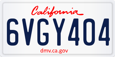 CA license plate 6VGY404
