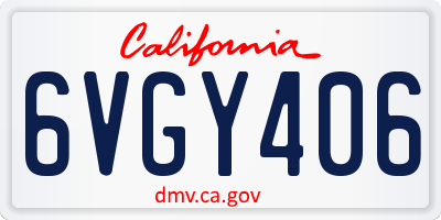 CA license plate 6VGY406