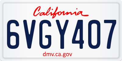 CA license plate 6VGY407