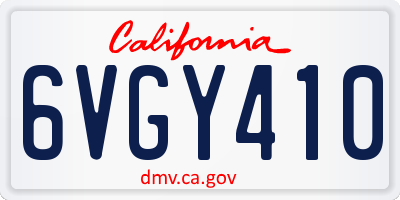 CA license plate 6VGY410