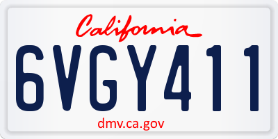 CA license plate 6VGY411