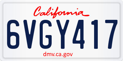 CA license plate 6VGY417