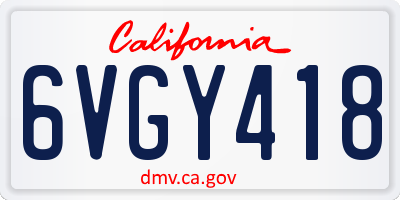 CA license plate 6VGY418