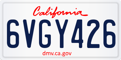 CA license plate 6VGY426